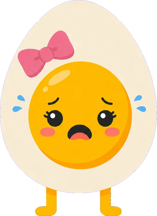 A nervous egg with a pink bow