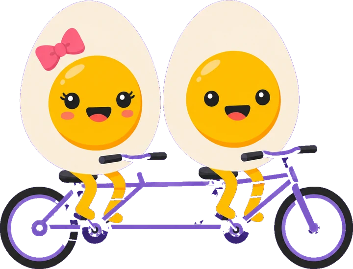 Two eggs on a tandem bicycle